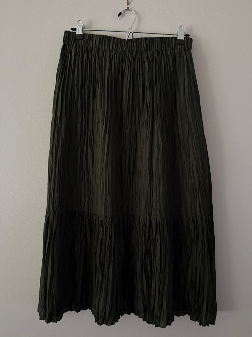 Eileen Fisher Deep Green Crinkle Skirt